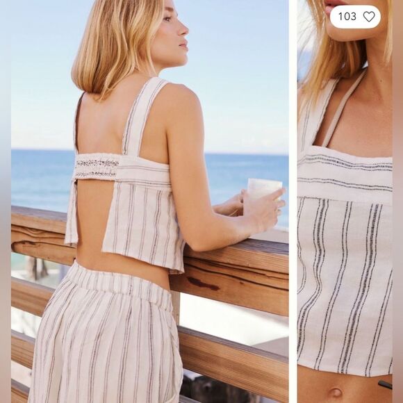 Anthropologie Square Neck Linen Blend Tank Size XL NWT - Picture 2 of 9